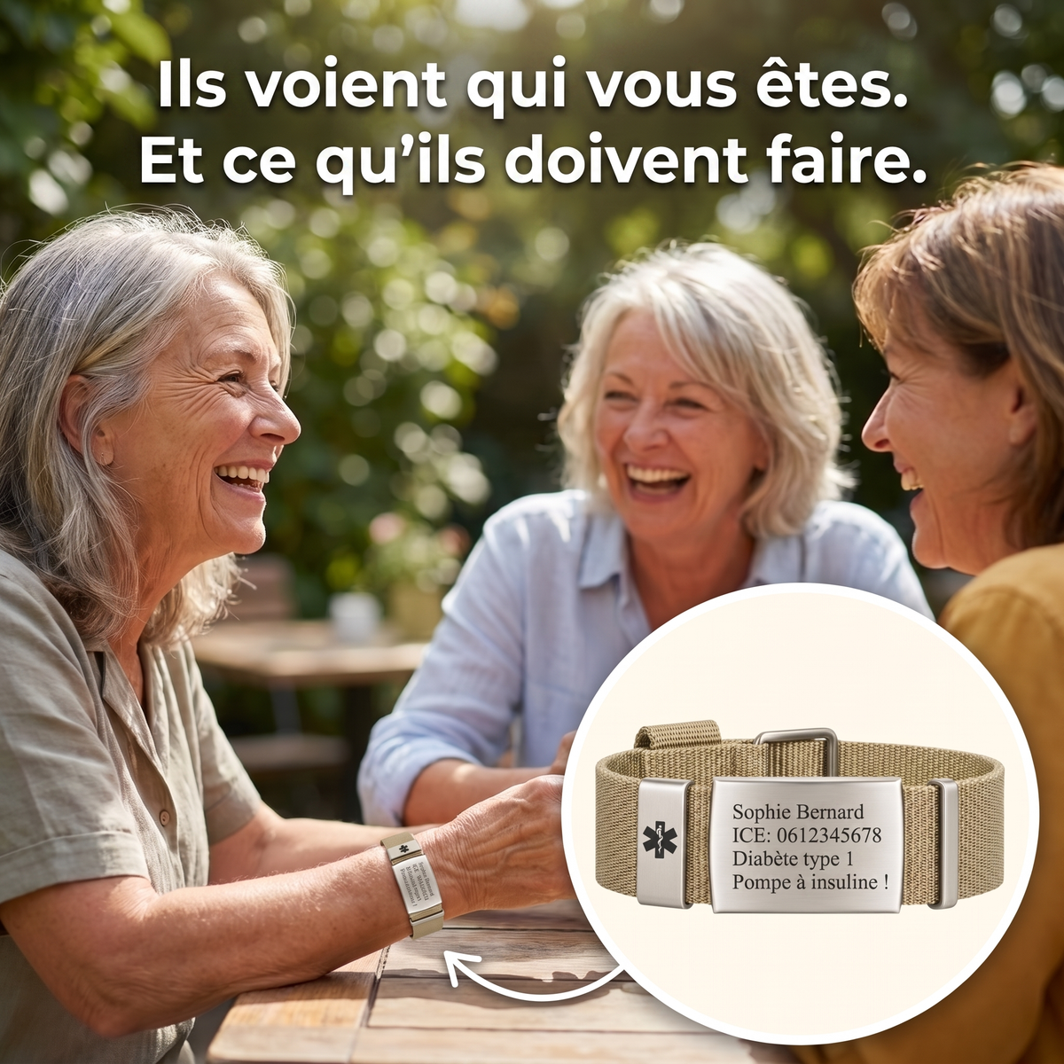Bracelet Médical Medi avec Gravure d'ID Personnelle