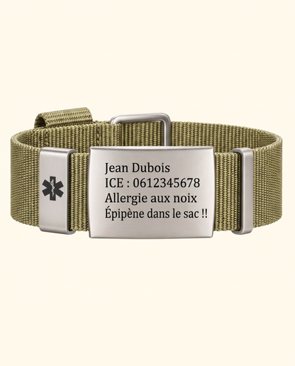 Bracelet Médical Medi avec Gravure d'ID Personnelle