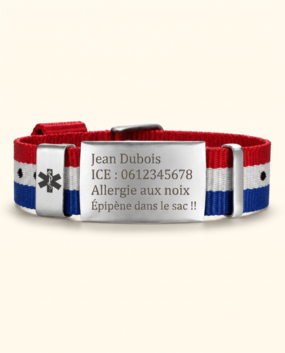 Bracelet Médical Medi avec Gravure d'ID Personnelle