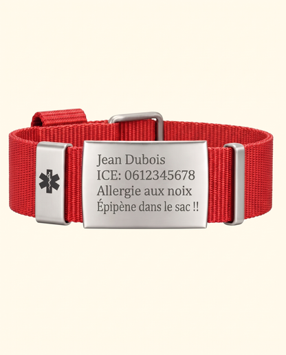 Bracelet Médical Medi avec Gravure d'ID Personnelle