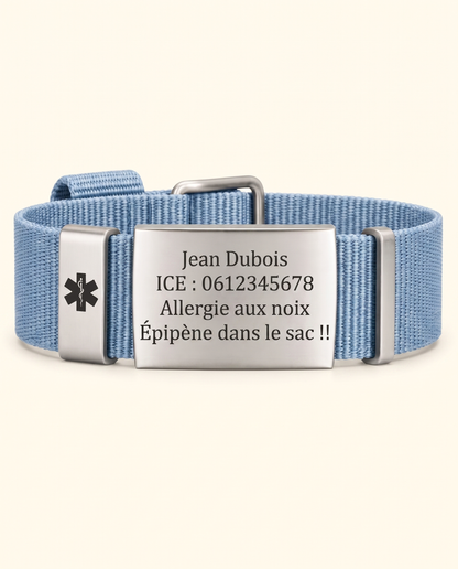 Bracelet Médical Medi avec Gravure d'ID Personnelle