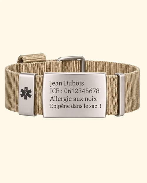 Bracelet Médical Medi avec Gravure d'ID Personnelle