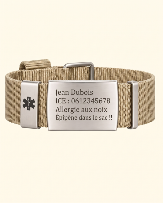 Bracelet Médical Medi avec Gravure d'ID Personnelle