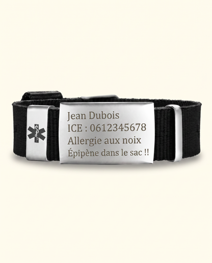 Bracelet Médical Medi avec Gravure d'ID Personnelle