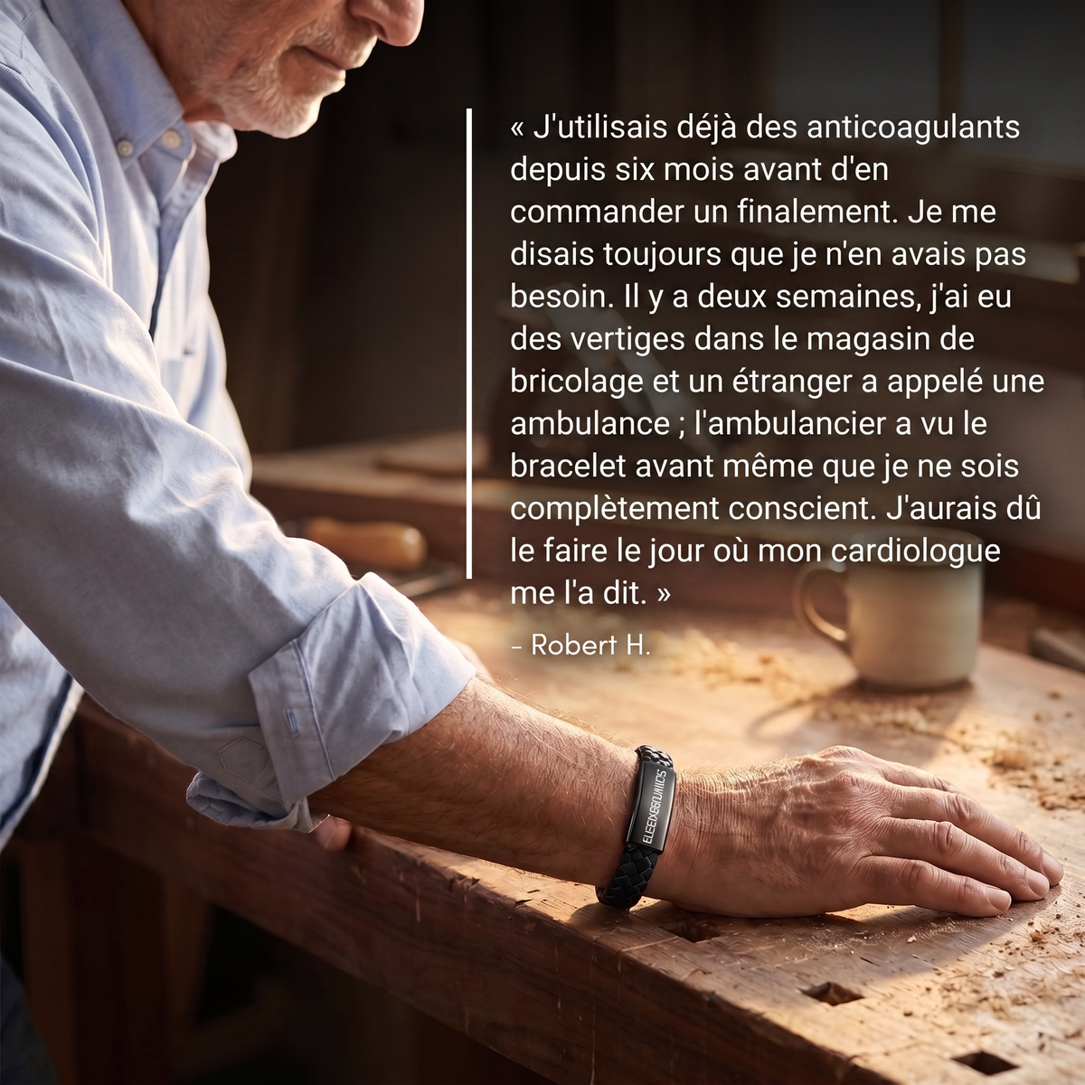 Bracelet Médical Anticoagulant pour hommes