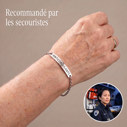 Bracelet anticoagulant argenté recommandé par les secouristes